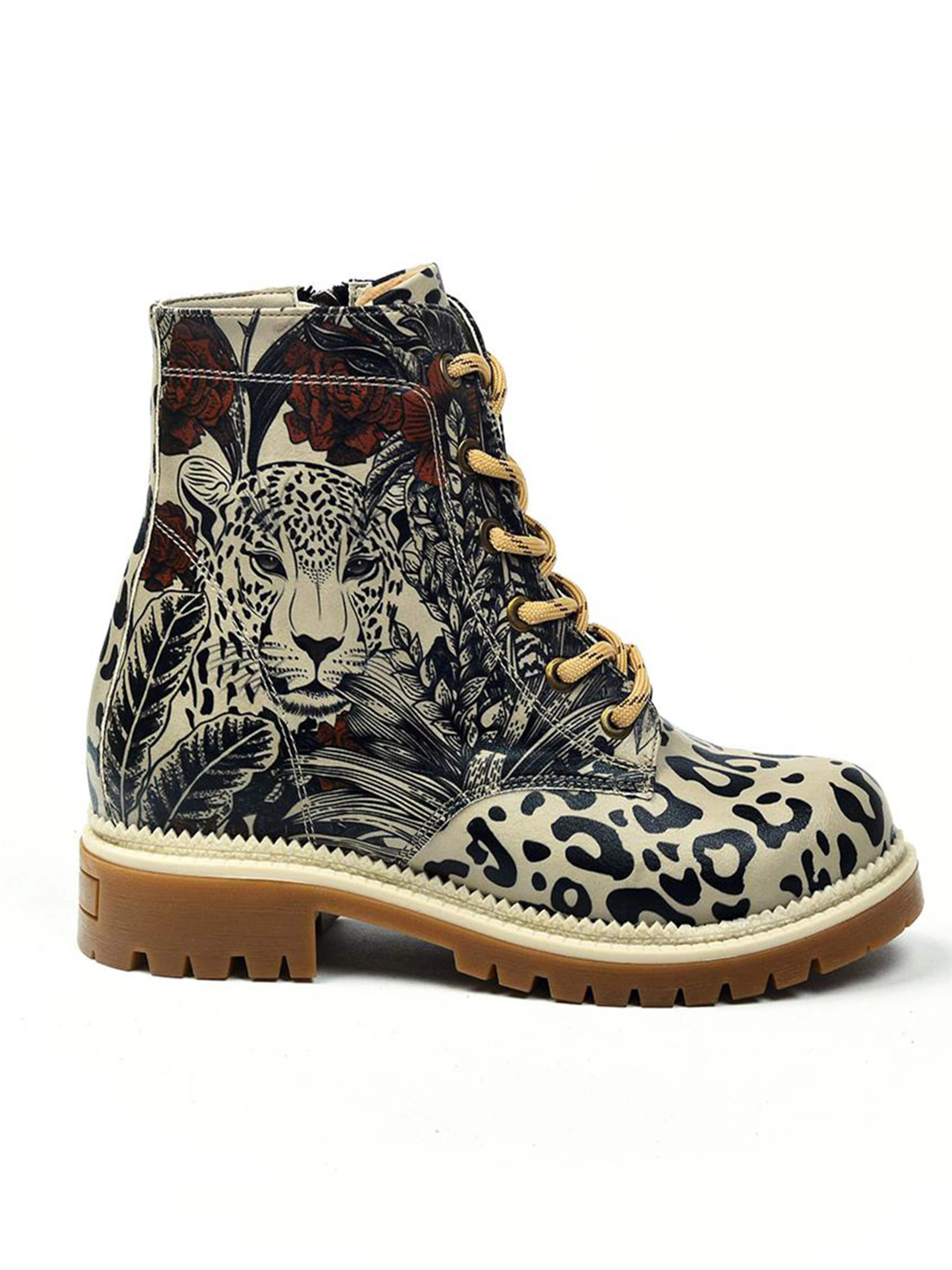 Goby Lace-Up Boots 'Women's shoes Goby ankle boots NJR129 with leopard pattern' in Mixed colors: front