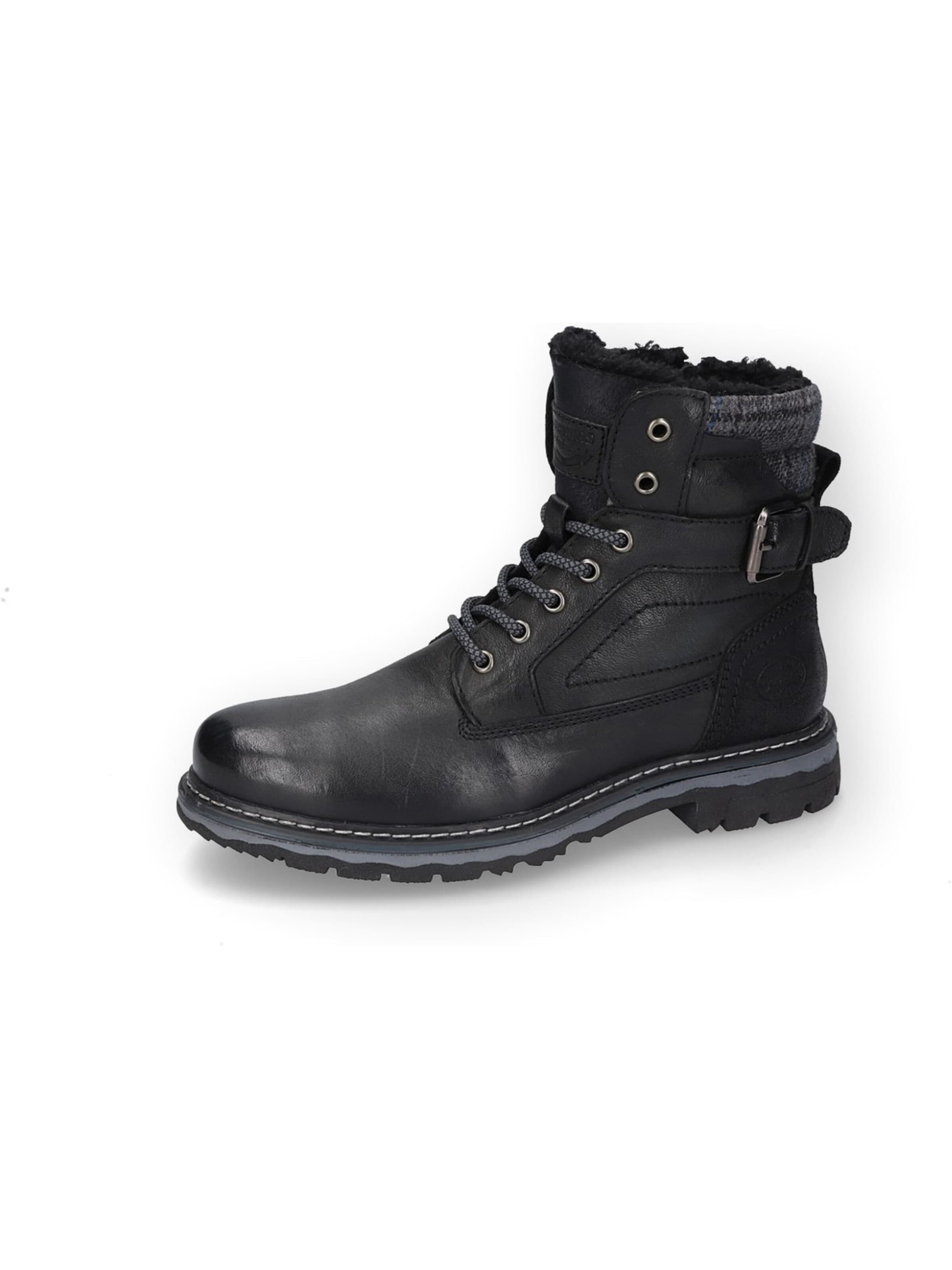 Dockers by Gerli Boots 'Dockers Combat Boots - Schwarz Leder'‌‌‌ in Schwarz: Vorderseite