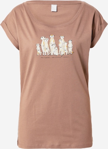 Iriedaily T-Shirt 'Meerkatz' in Braun: predná strana