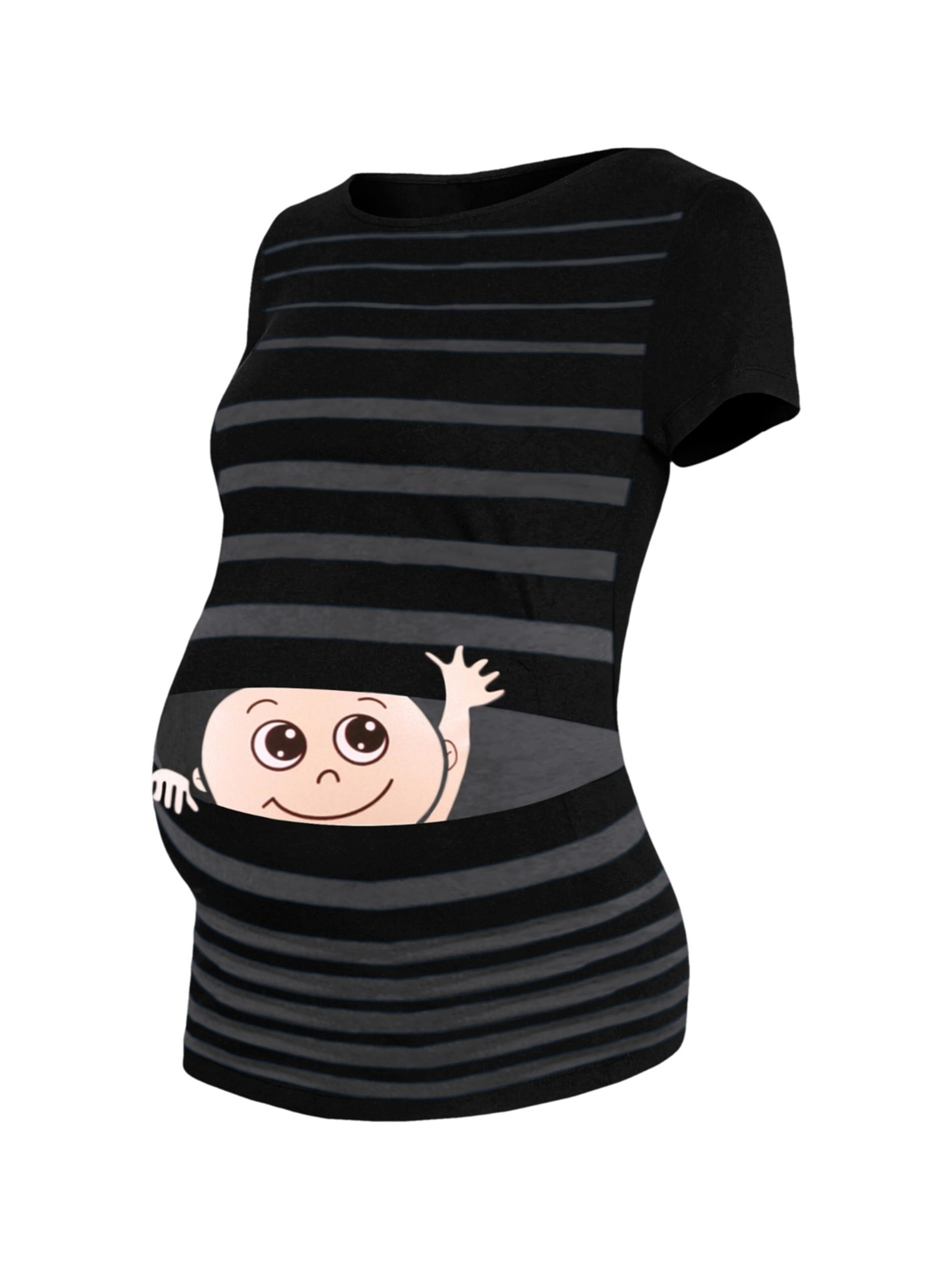 M.M.C. Shirt 'Winke Winke Umstandsshirt' in Black: front