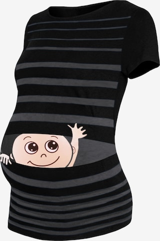 M.M.C. Shirt 'Winke Winke Umstandsshirt' in Black: front
