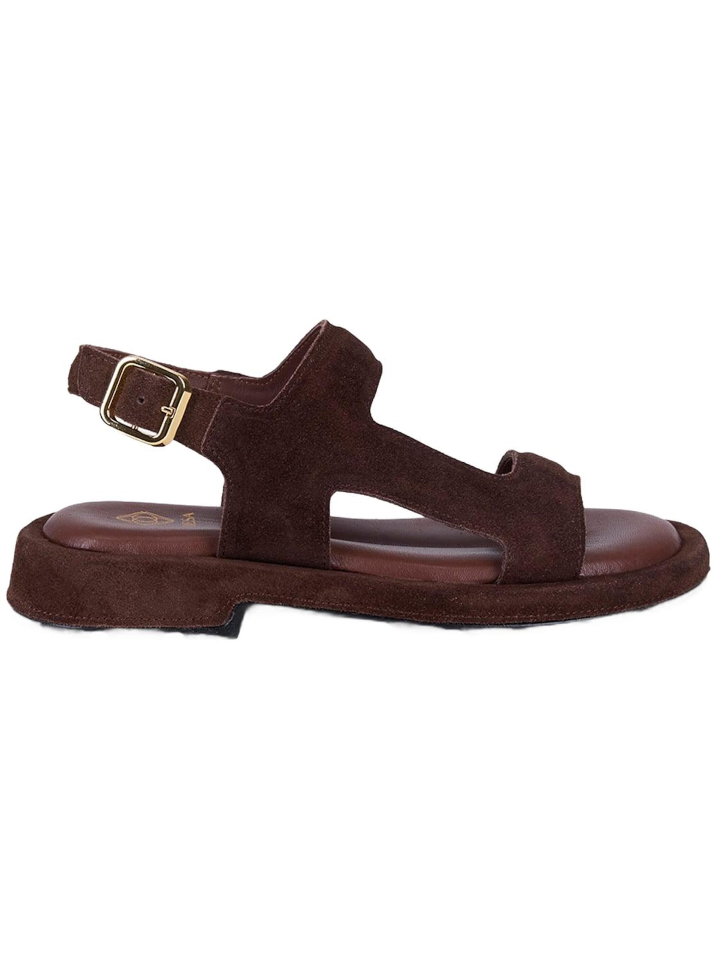 Desa - Sandalias 'DESA Damen-Sandalen aus Wildleder mit Knöchelschnalle' en marrón