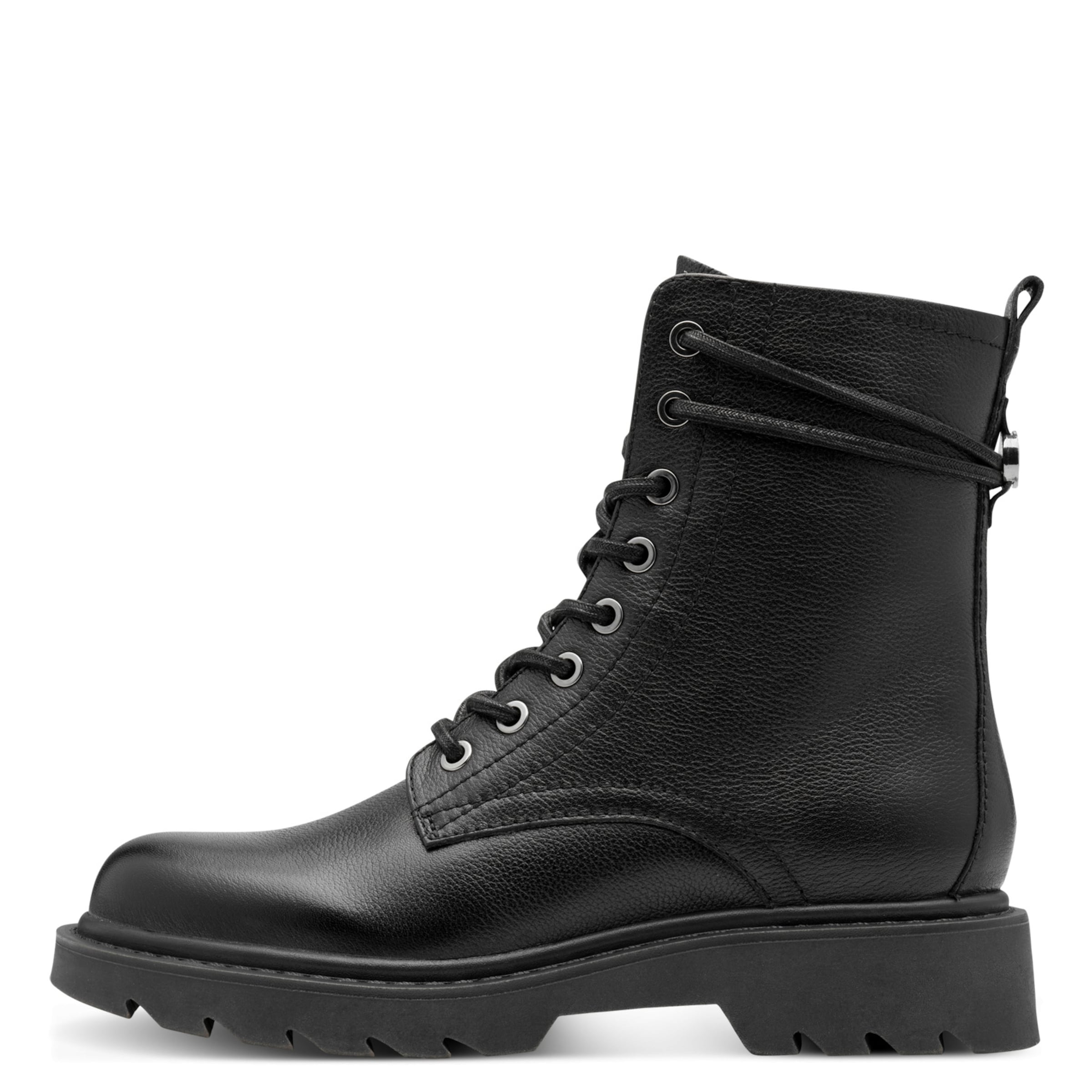 Tamaris Lace-Up Ankle Boots in Black: front