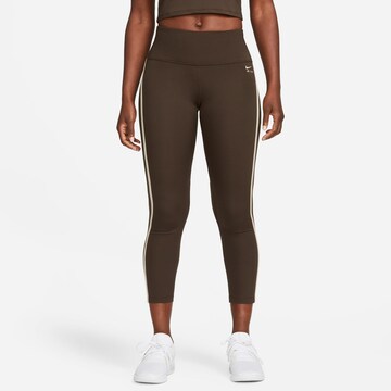 NIKE Skinny Workout Pants in Brown: front