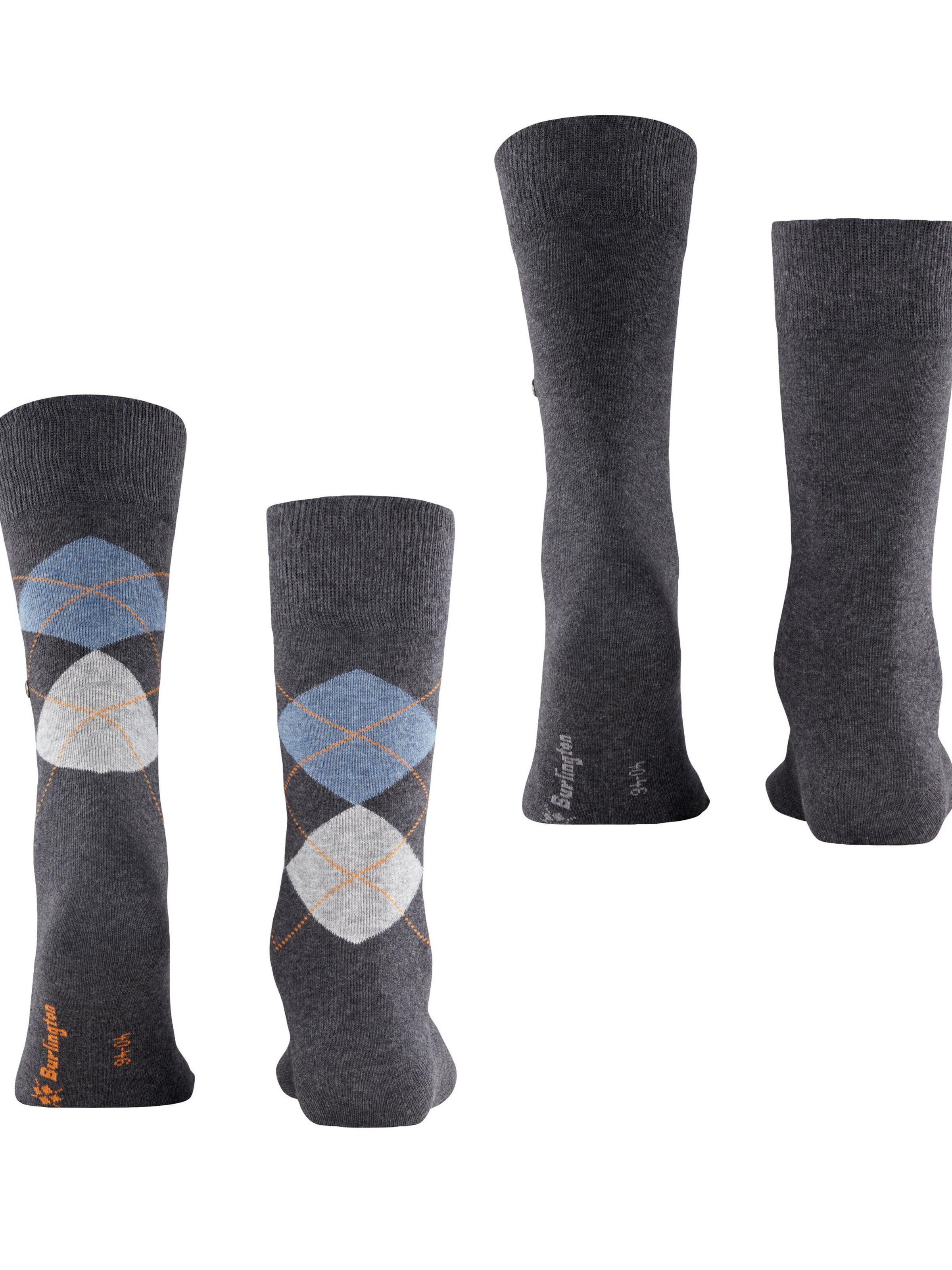 BURLINGTON Socks 'Everyday Argyle Mix 2-Pack' in Grey