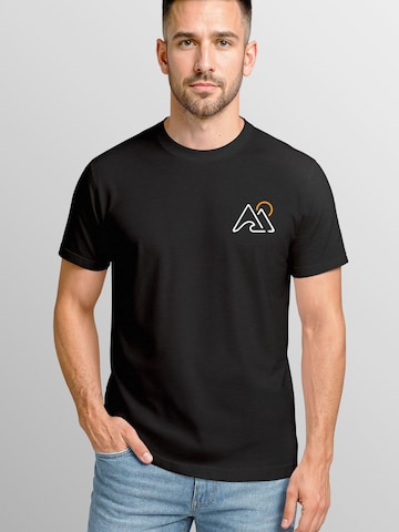 Neverless Shirt 'Mountain Wave' in Schwarz: Vorderseite