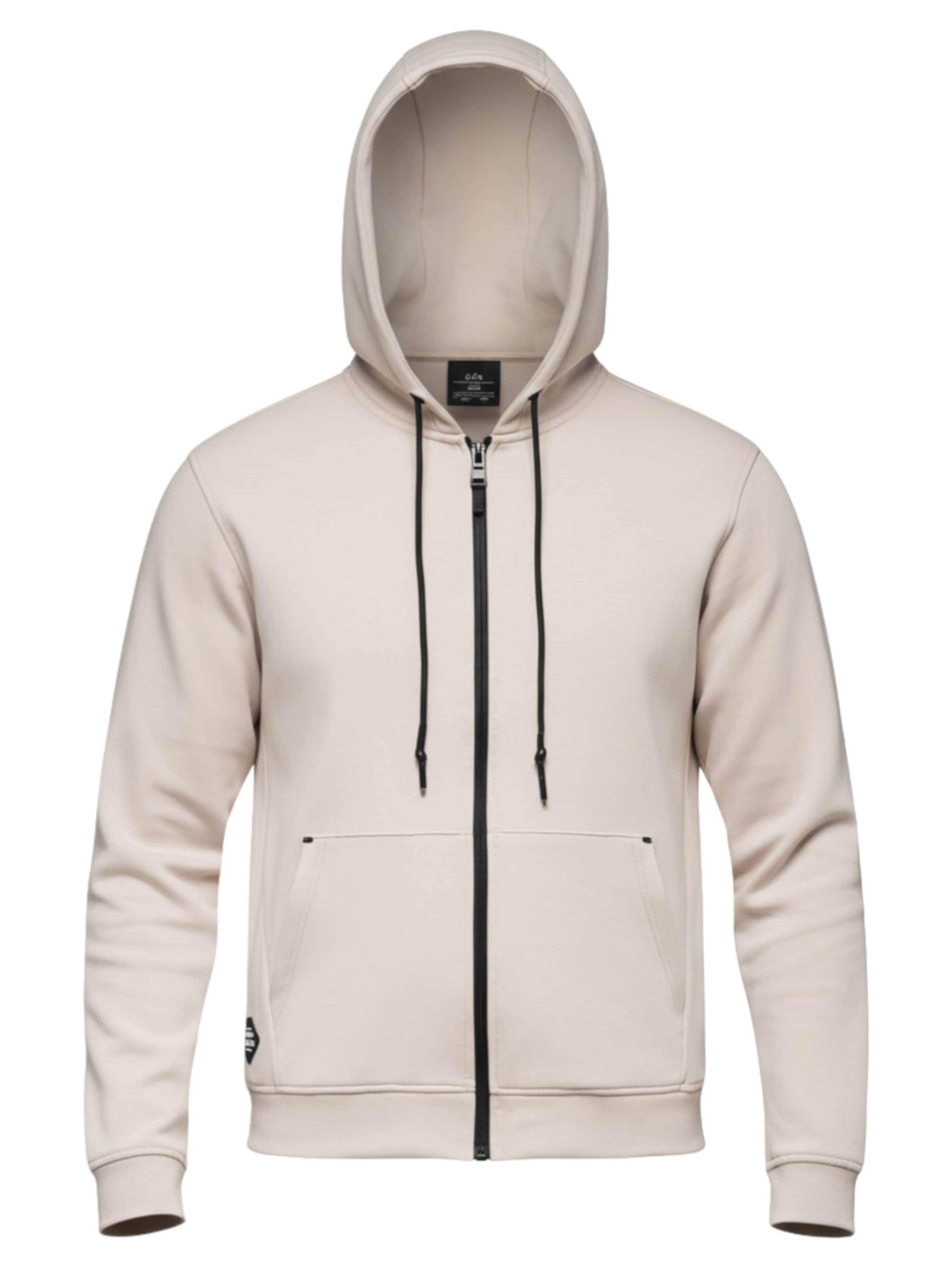 Ombre Sweatvest 'OM-SSZP-0213' in Beige: voorkant