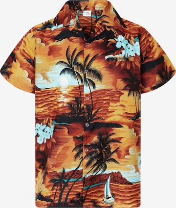 King Kameha Shirt 'Surf' in Brown: front
