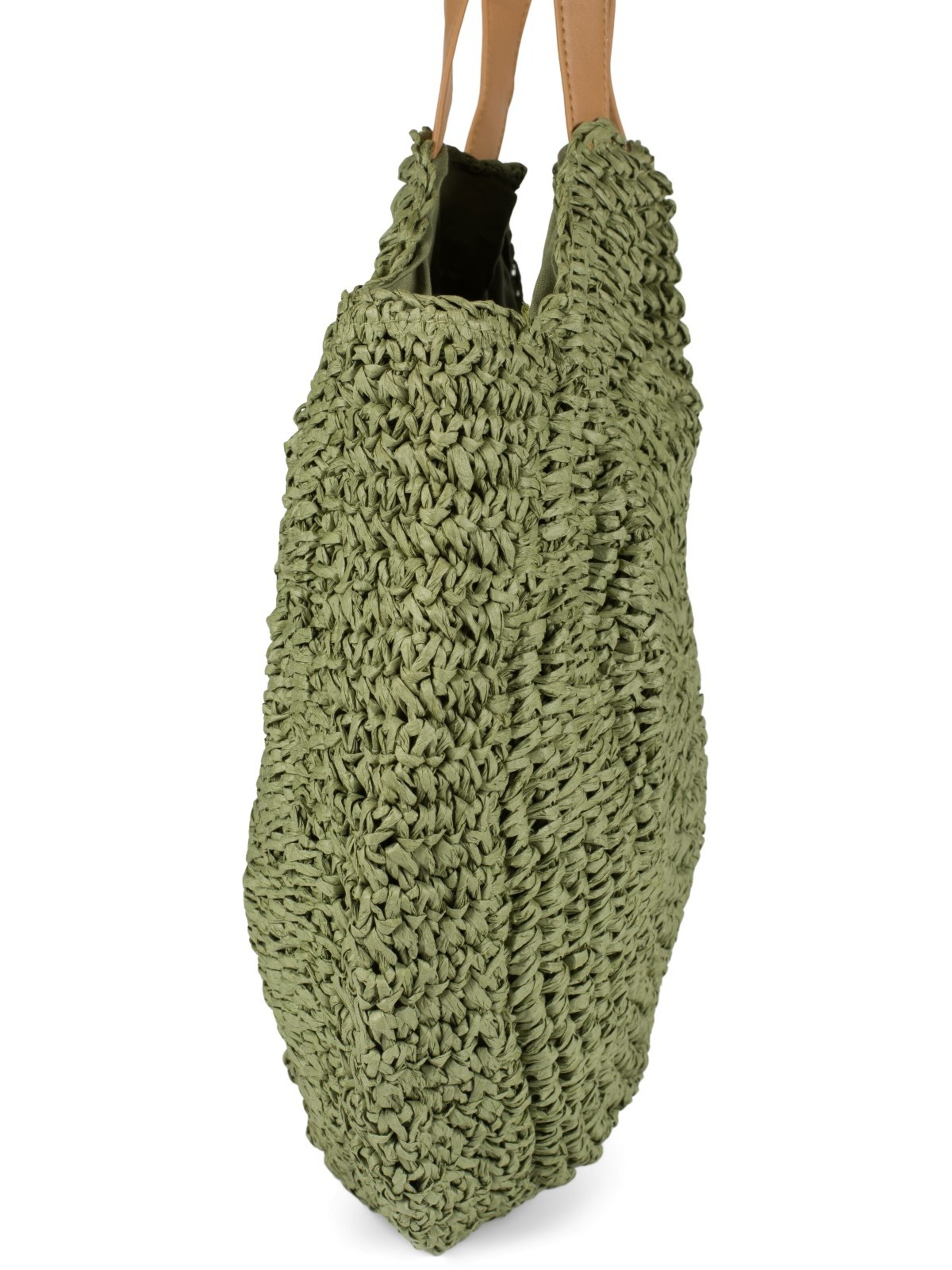 styleBREAKER Shoulder bag 'Runde Flecht Schultertasche - Basttasche' in Green