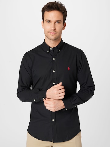 Slim fit Camicia di Polo Ralph Lauren in nero: frontale