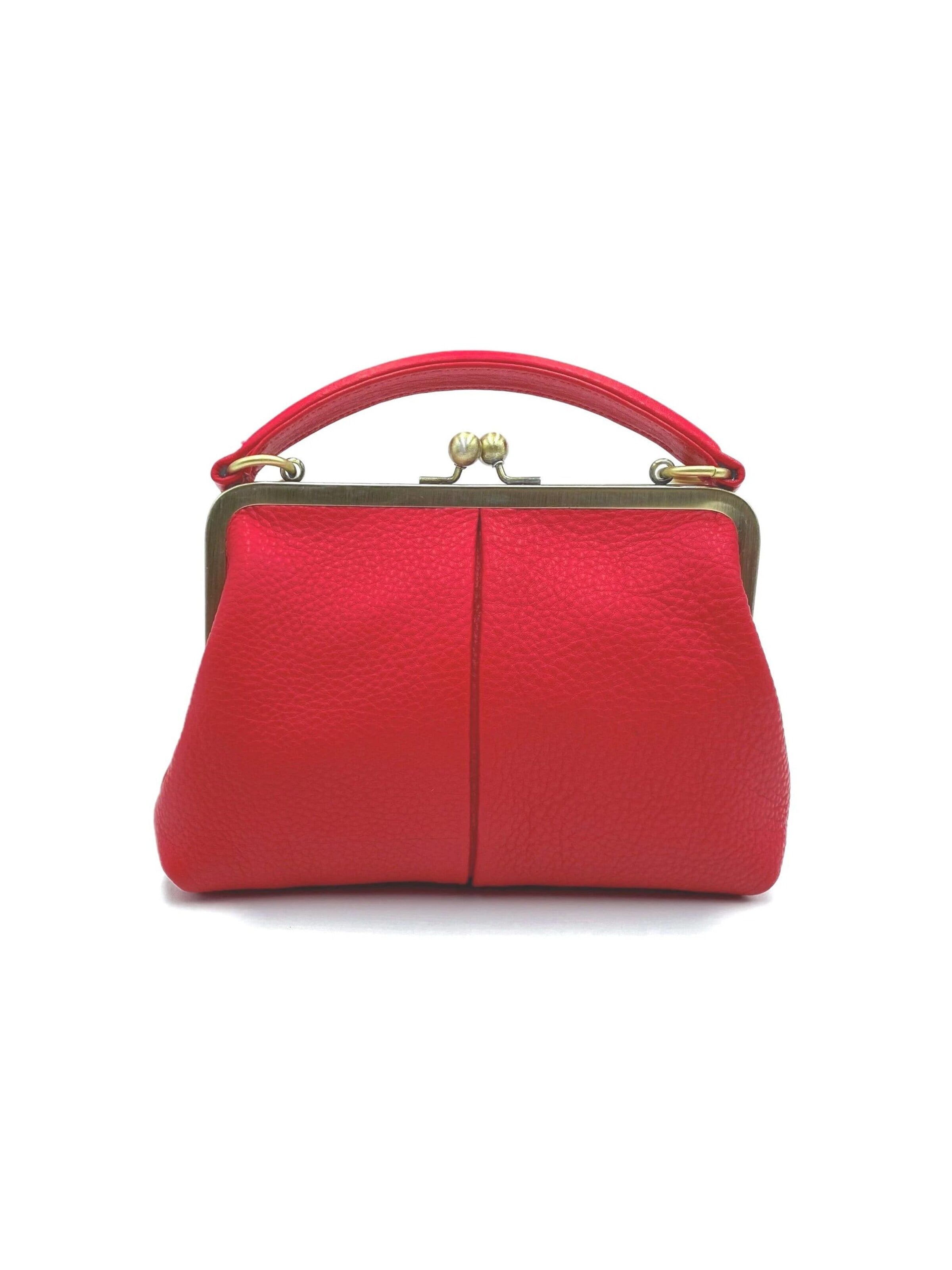 Taschenkinder Handbag 'Kleine Olive – Leder Handtasche & Umhängetasche' in Red: front
