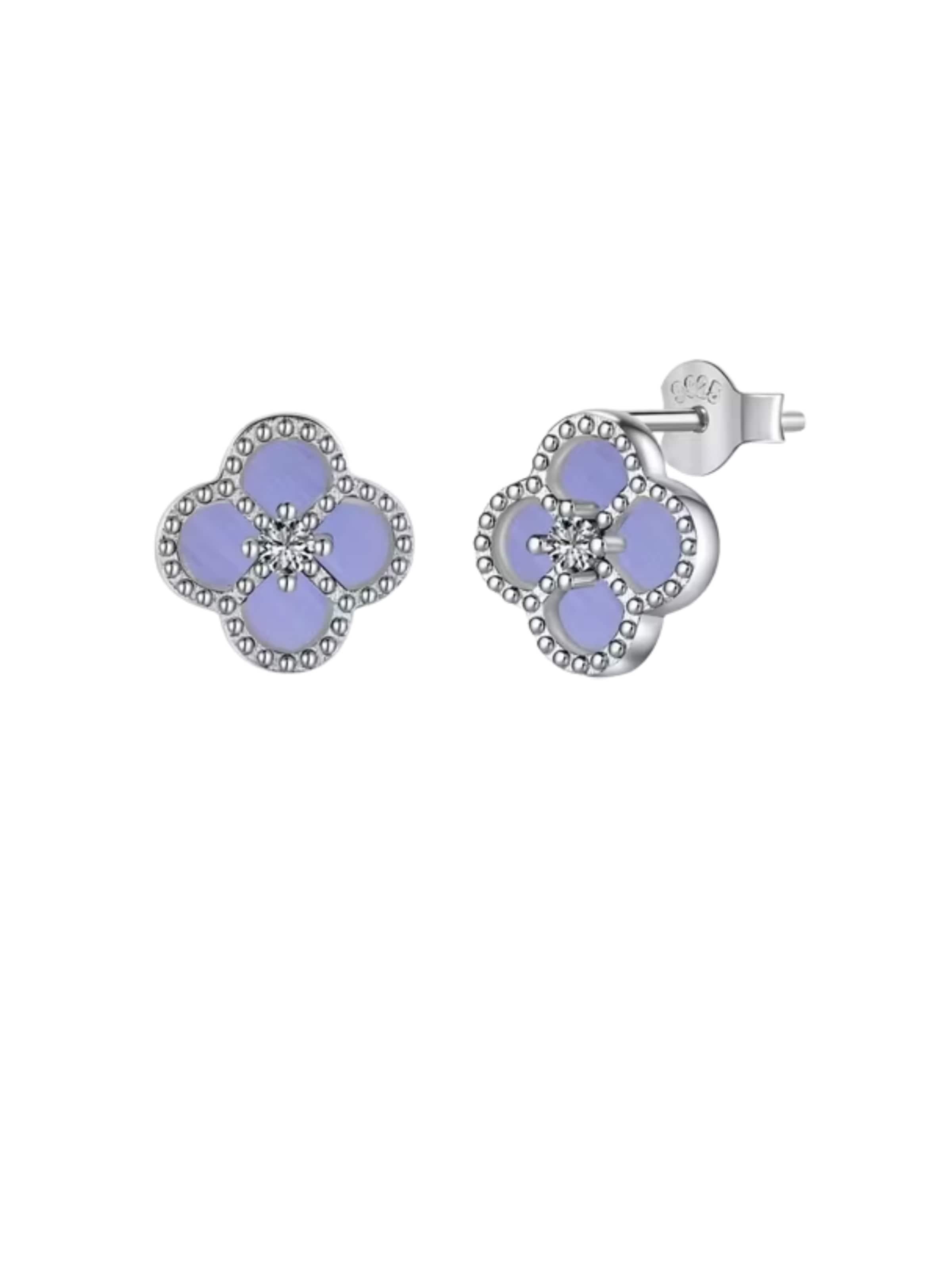 ROUGEMONT Jewellery Earrings 'Glücksbringer Kleeblatt' in Purple: front
