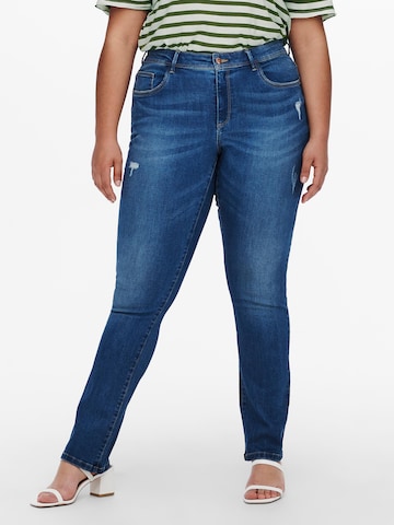 ONLY Carmakoma Slimfit Jeans 'Lauw' in Blauw: voorkant