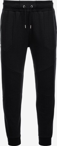 Effilé Pantalon 'PASK-22FW-008' Ombre en noir : devant