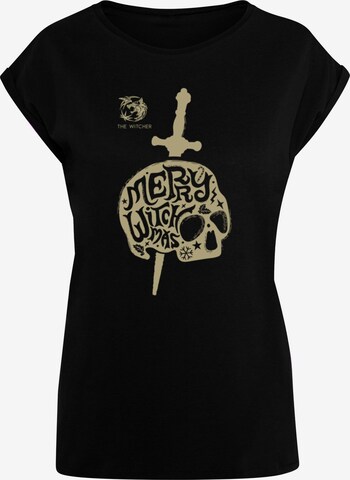 ABSOLUTE CULT Shirt 'Witcher - Merry Witchmas' in Zwart: voorkant