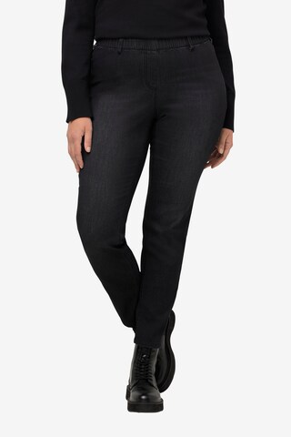 Coupe slim Jeggings Ulla Popken en noir : devant