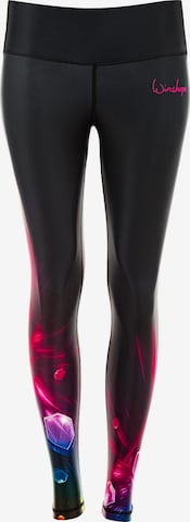 Skinny Pantalon de sport 'AEL102' Winshape en noir : devant
