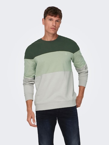Only & Sons Sweatshirt 'Odis' in Green: front