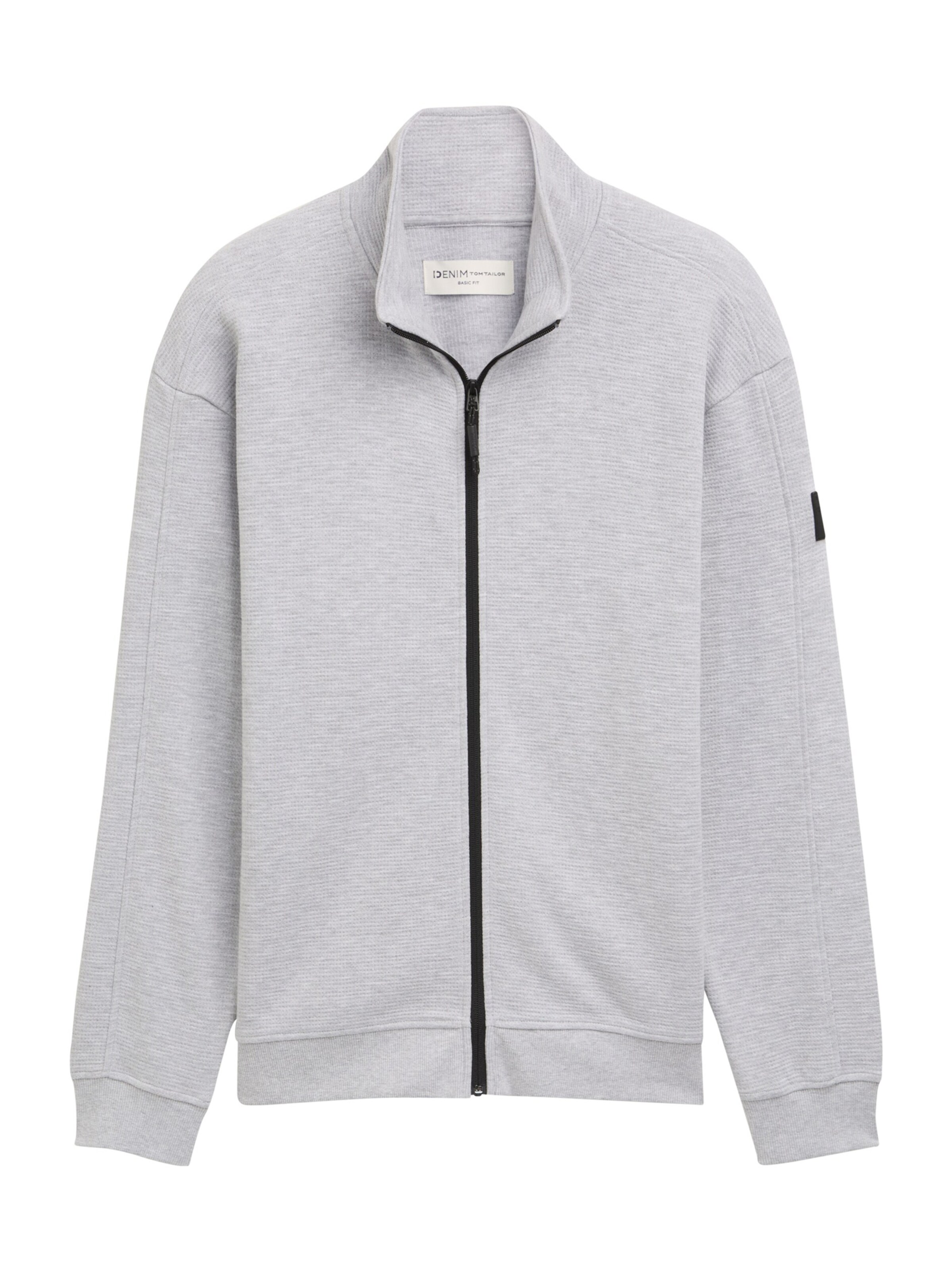 TOM TAILOR DENIM Sweatjacke in Grau: Vorderseite