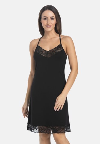 Chemise de nuit TEYLI en noir : devant