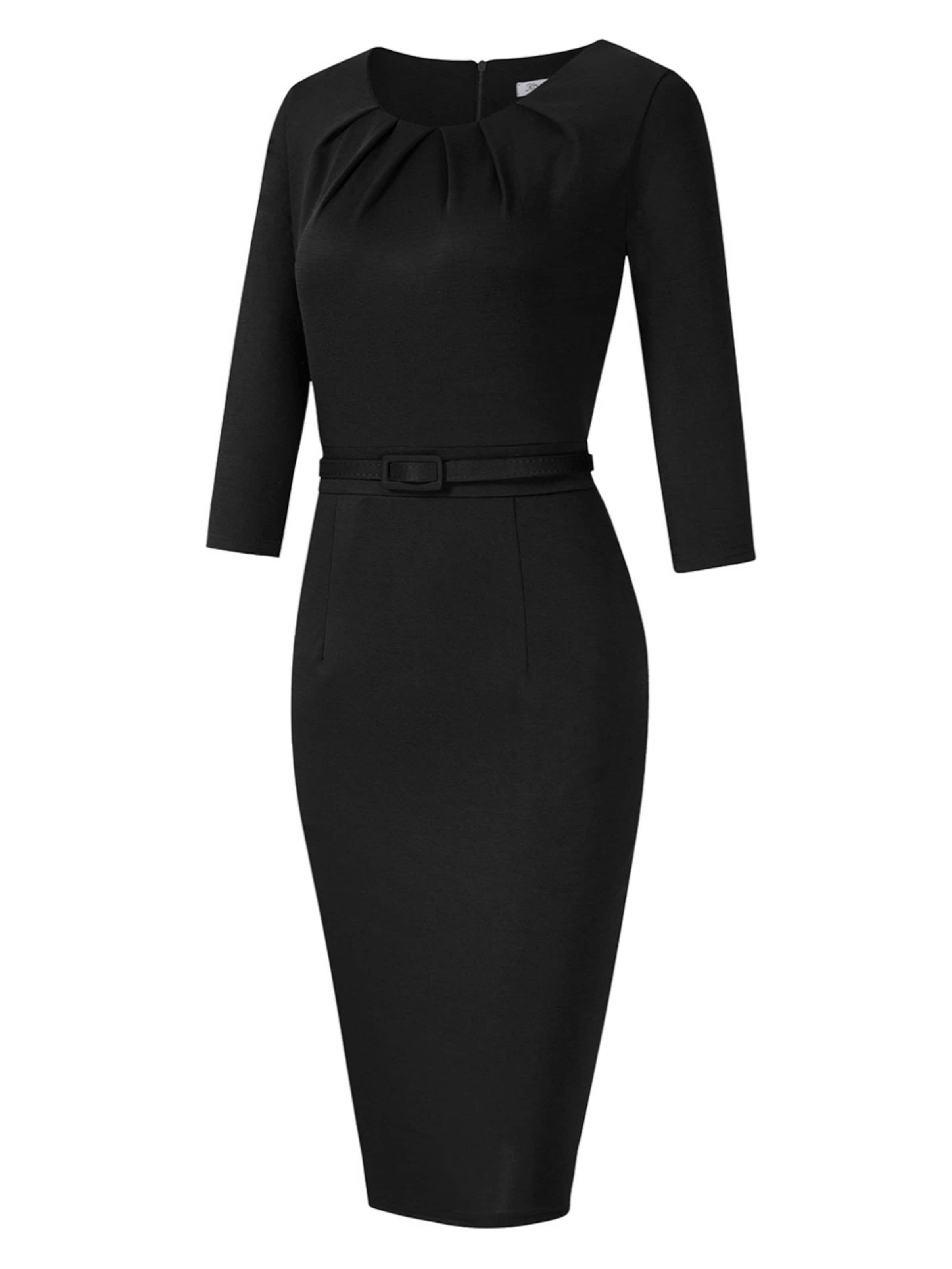 KoJooin Dress 'Damen Kleider Elegante Bleistiftkleider 3/4 Ärmeln Kurze Faltenkleider' in Black: front
