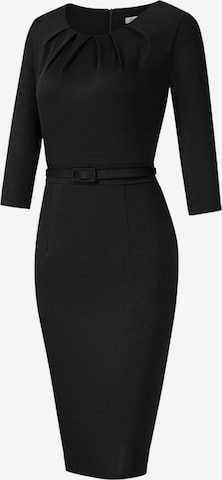 KoJooin Kleid 'Damen Kleider Elegante Bleistiftkleider 3/4 Ärmeln Kurze Faltenkleider' in Schwarz: Vorderseite