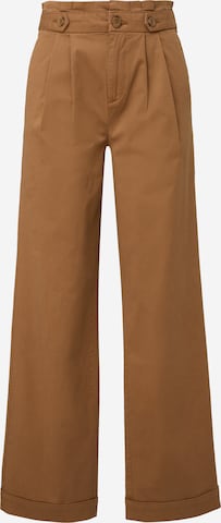 s.Oliver - Pierna ancha Pantalón plisado en marrón: frente