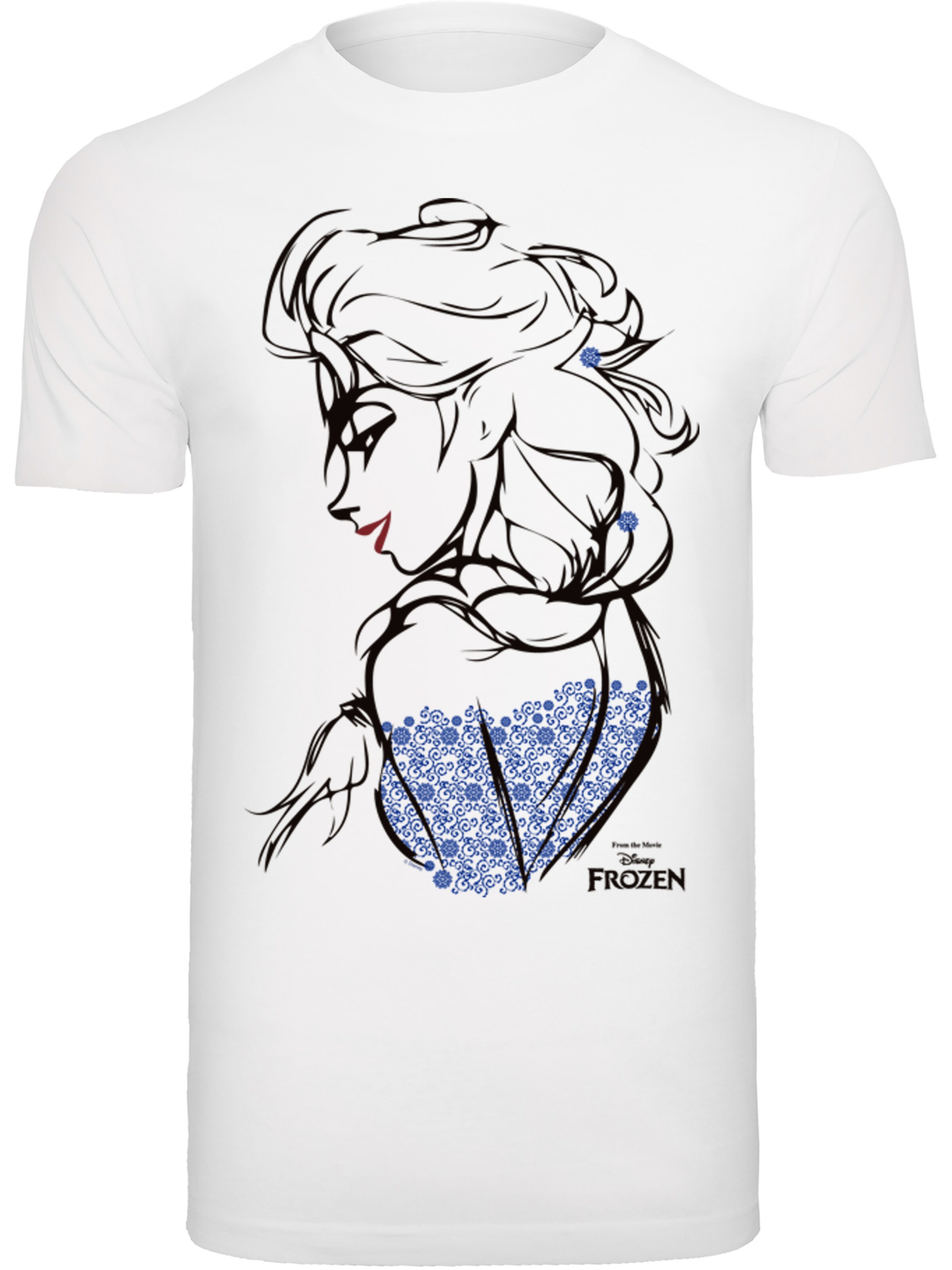 T-Shirt 'Disney Frozen Elsa Sketch Mono' F4NT4STIC en blanc : devant