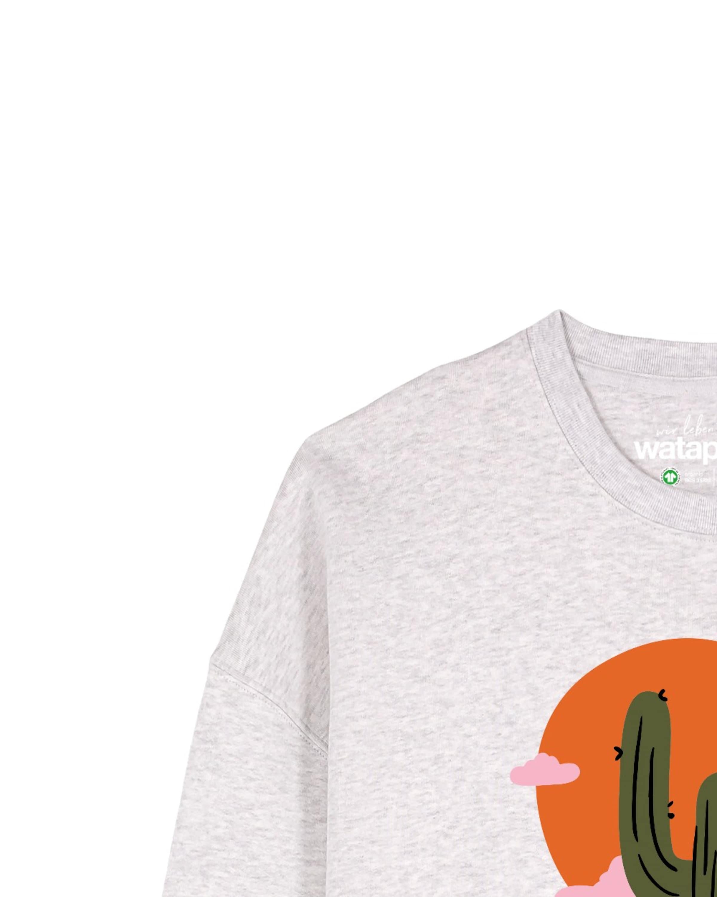 Watapparel Sweatshirt 'Kaktus im Sonnenuntergang' in Grijs