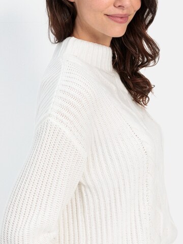 CAMEL ACTIVE Strickpullover mit Zopfmuster in Weiß