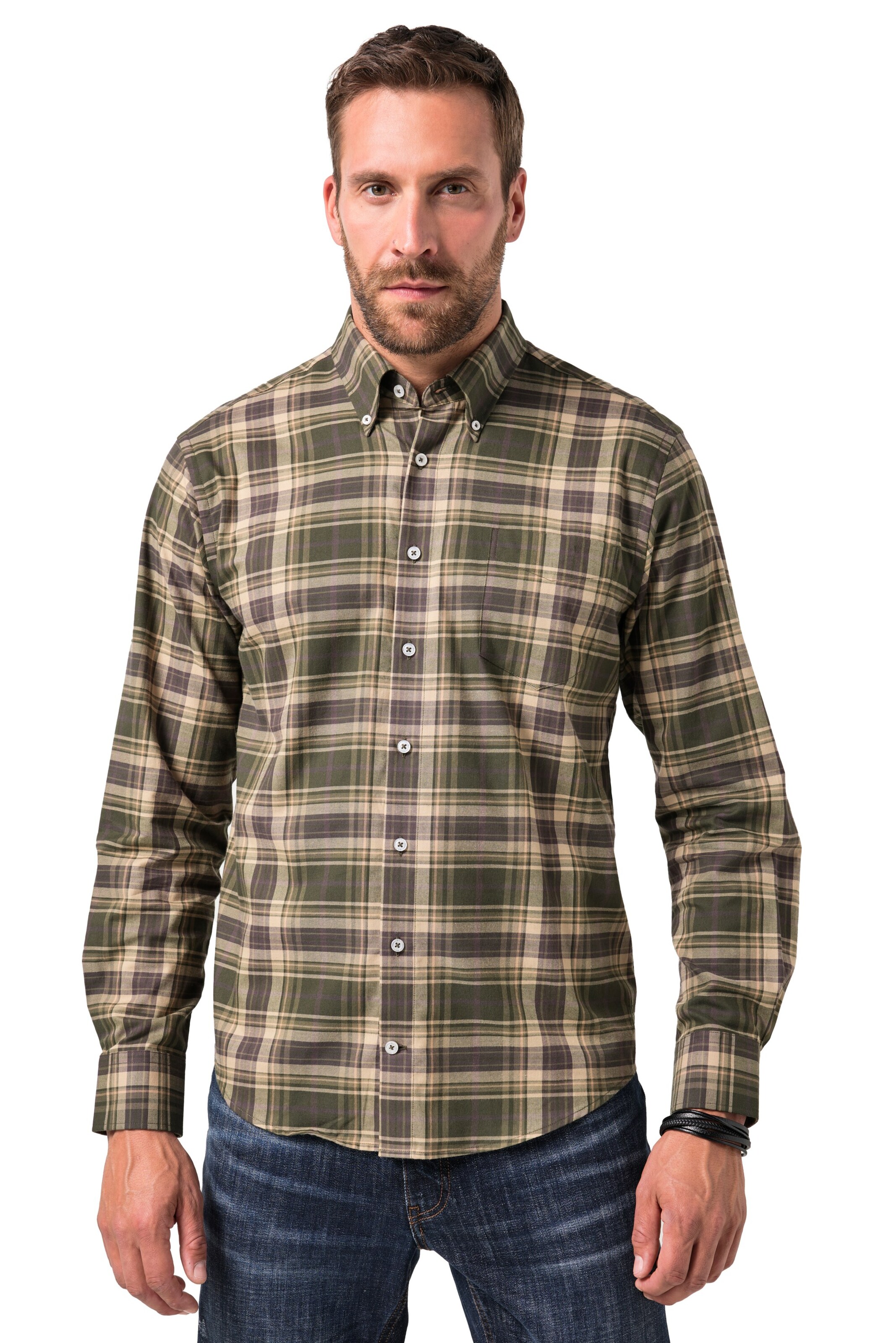 JP1880 Regular Fit Hemd in Grün: Vorderseite