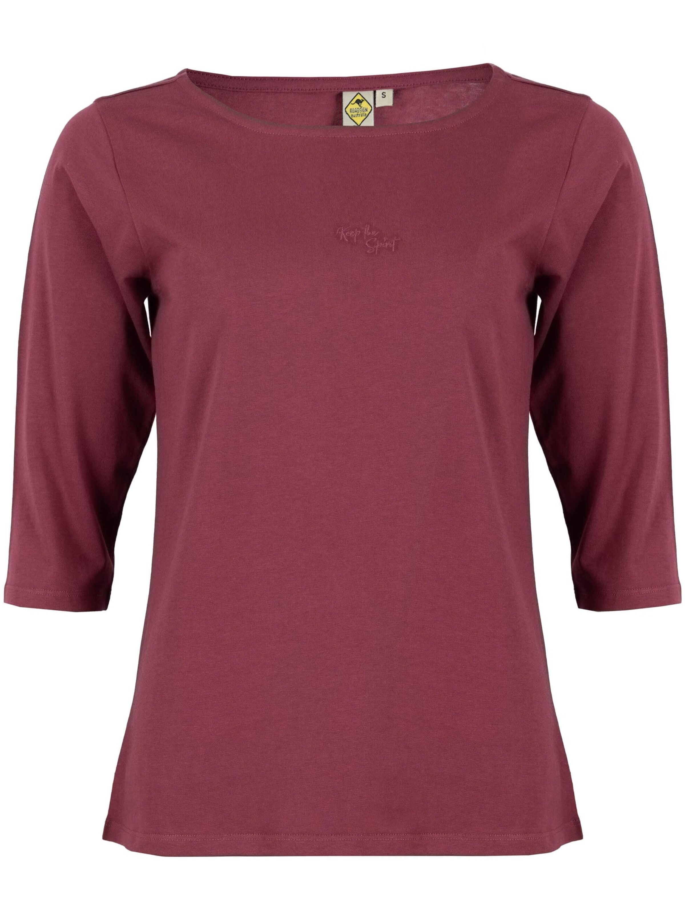 ROADSIGN australia Shirt 'Langarmshirt Spirit Shirt mit Stickerei und 3/4-Ärmeln'‌‌ in Rot: Vorderseite
