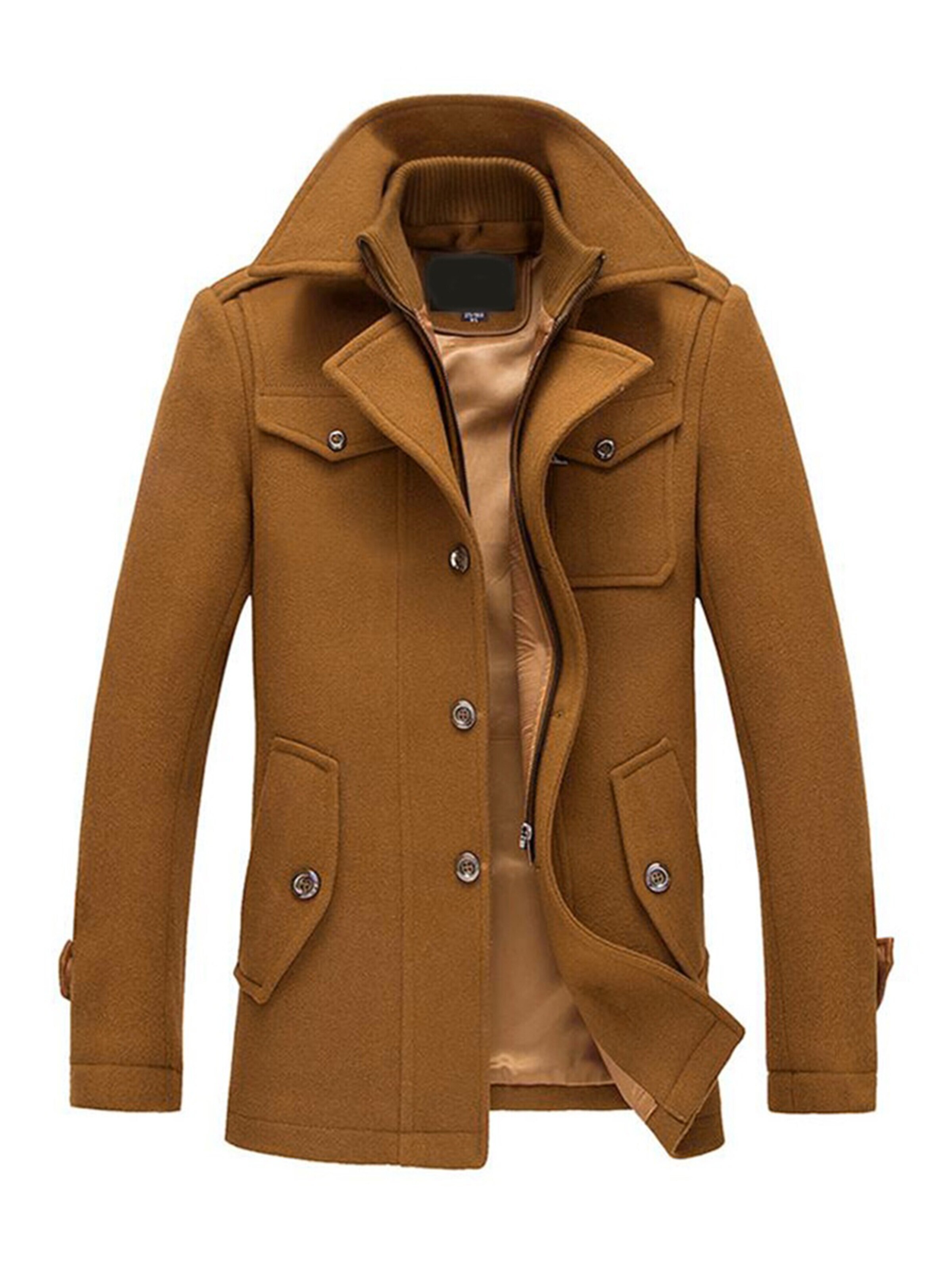 YOUTHUP Winter Coat 'Reverslinie' in Brown
