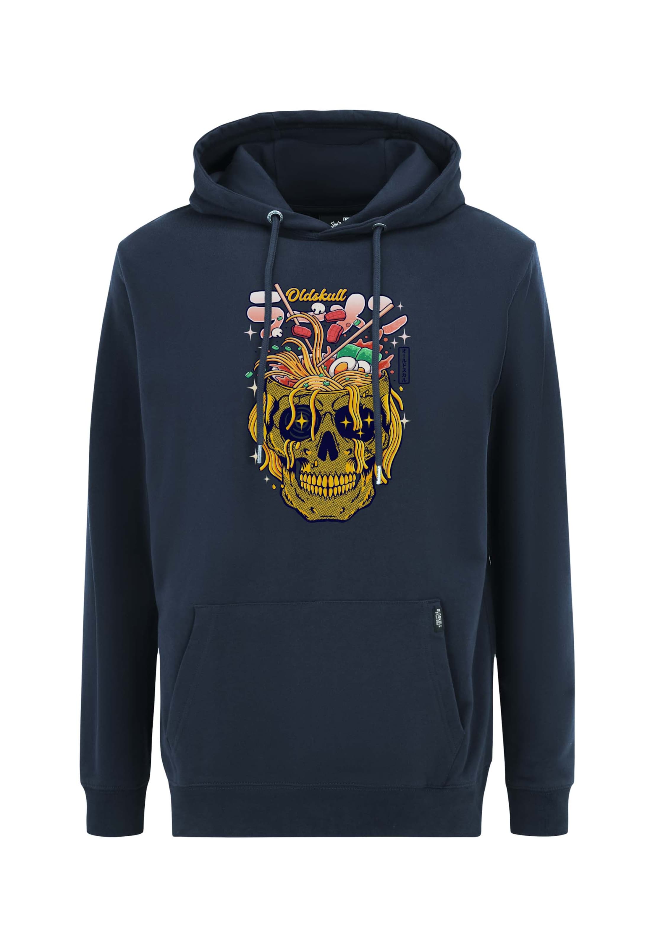 Oldskull Hoodie 'Xtreme Ramen Skull' in Blau: Vorderseite