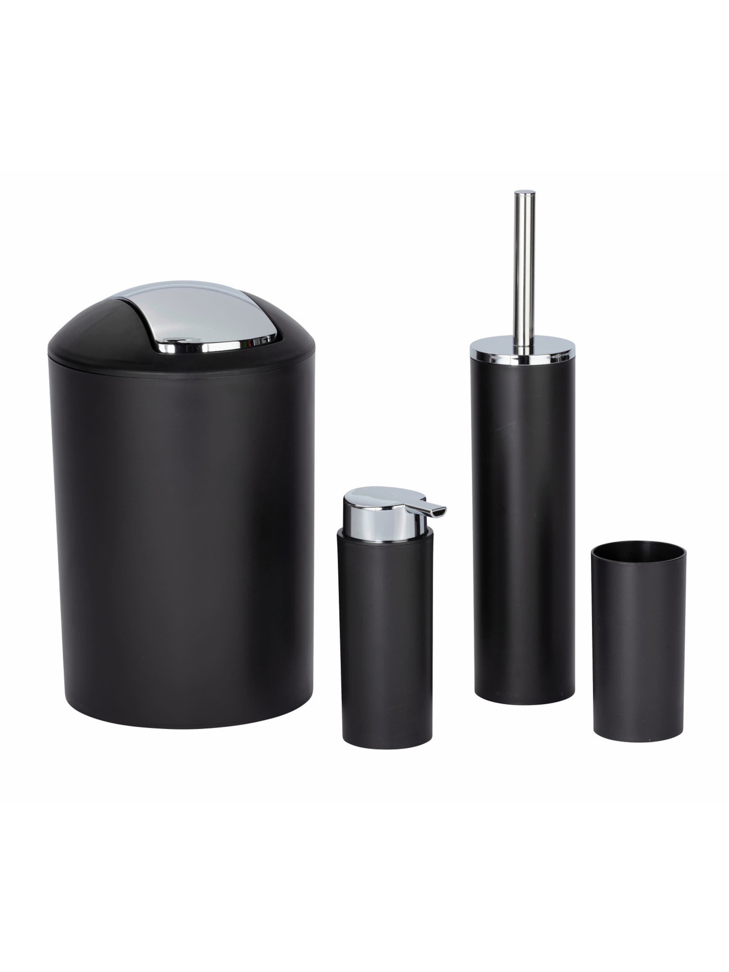 Wenko Bad-Accessoire-Set 'Calvo' in schwarz / silber, Produktansicht