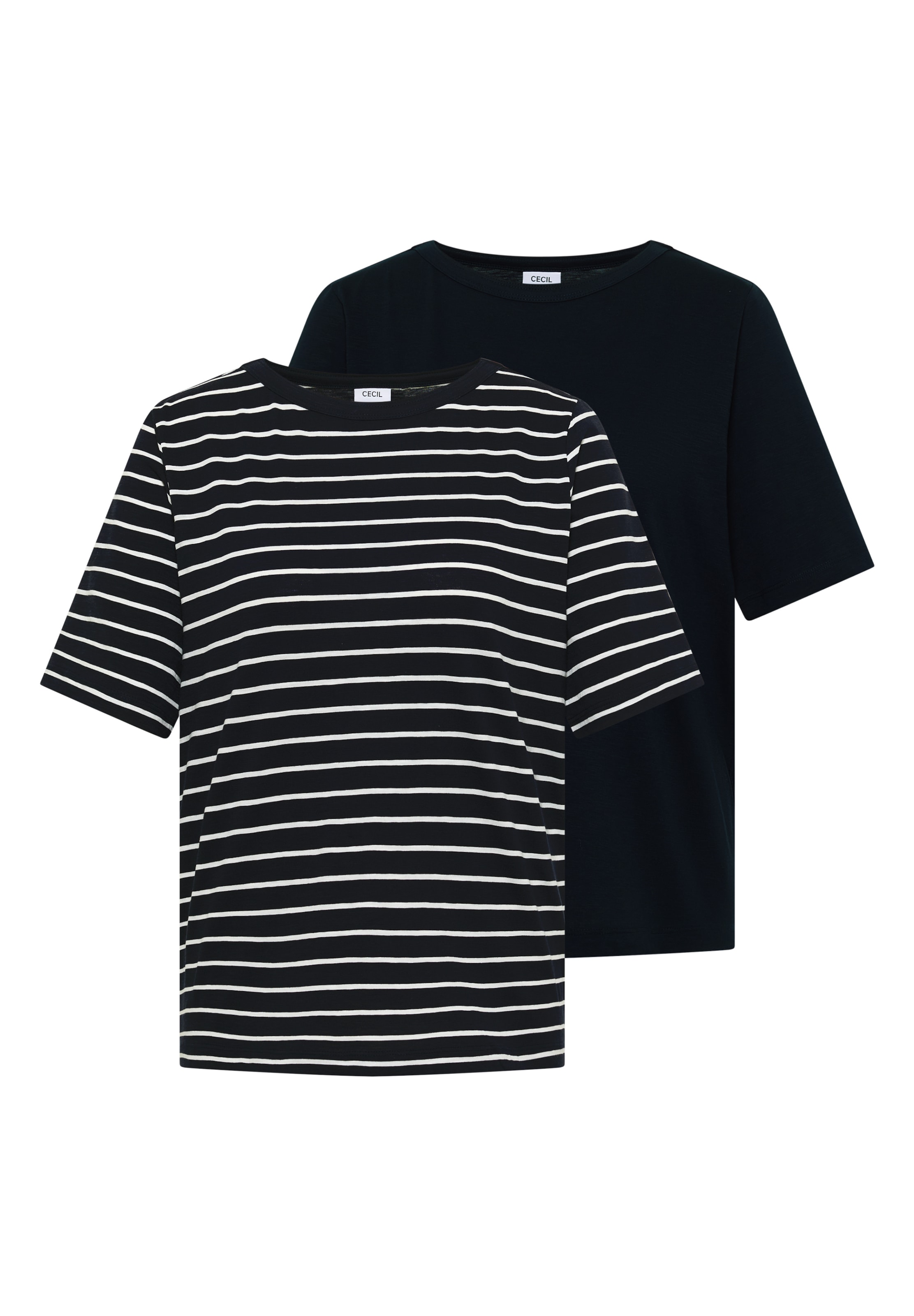 CECIL T-Shirts im 2er-Pack in Schwarz: Vorderseite