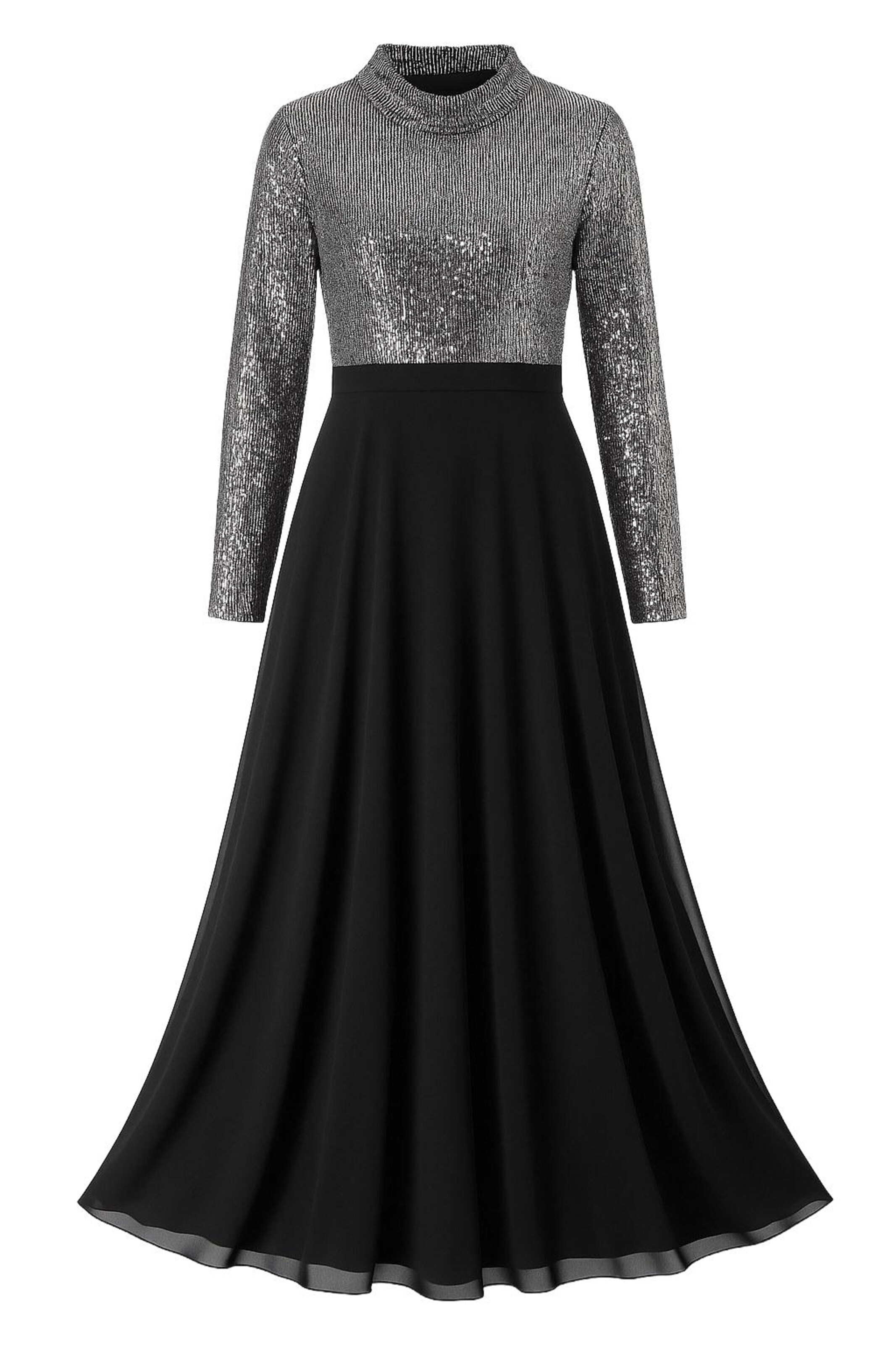 MODAMIHRAM Abendkleid in schwarz / silber, Produktansicht