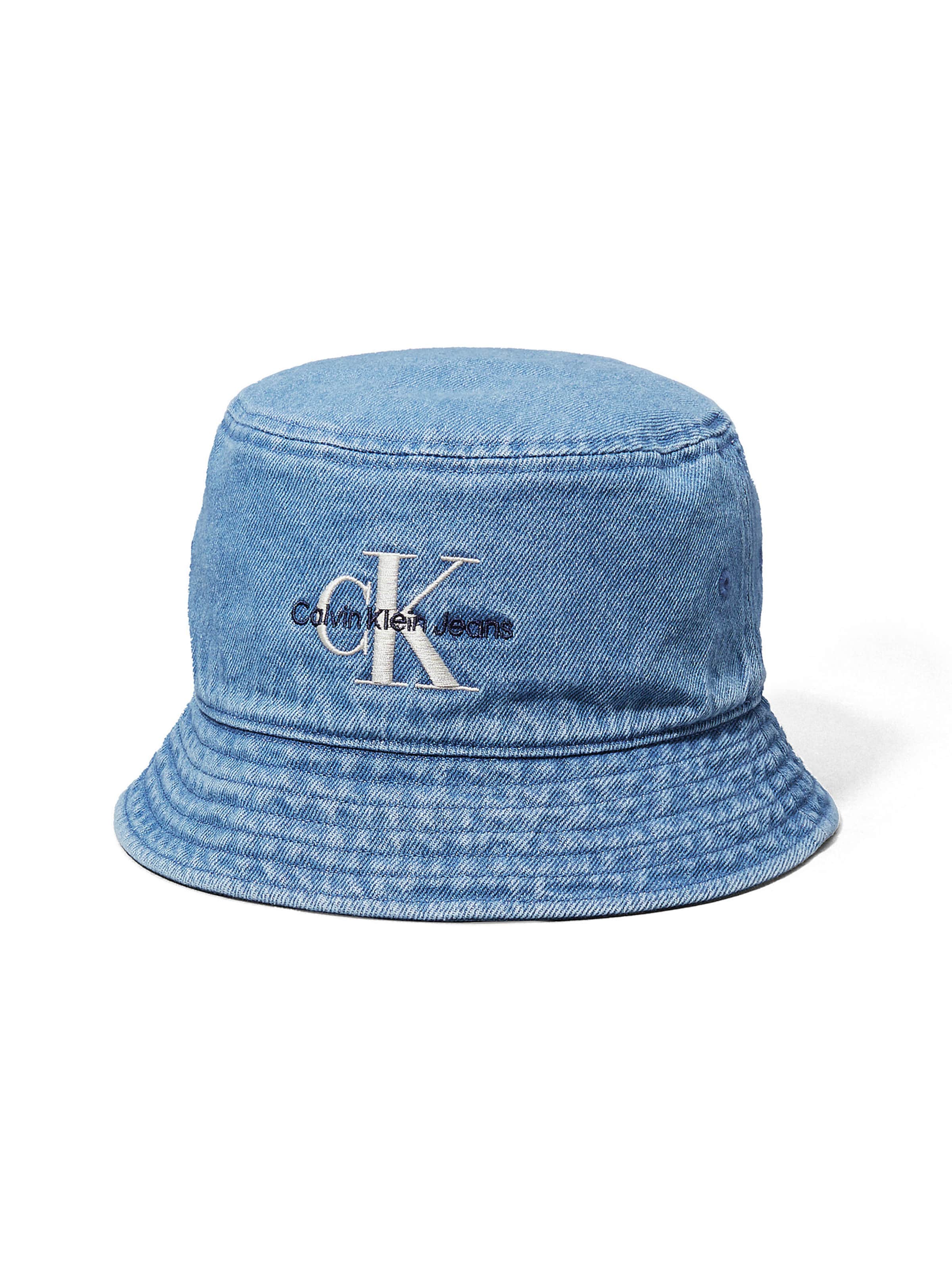 Calvin Klein Jeans Hut in blue denim / hellgrau / schwarz, Produktansicht