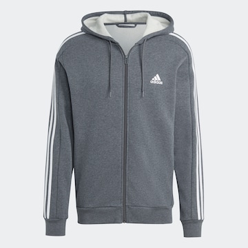 ADIDAS SPORTSWEAR Athletic Zip-Up Hoodie 'Essentials' in Grey: front