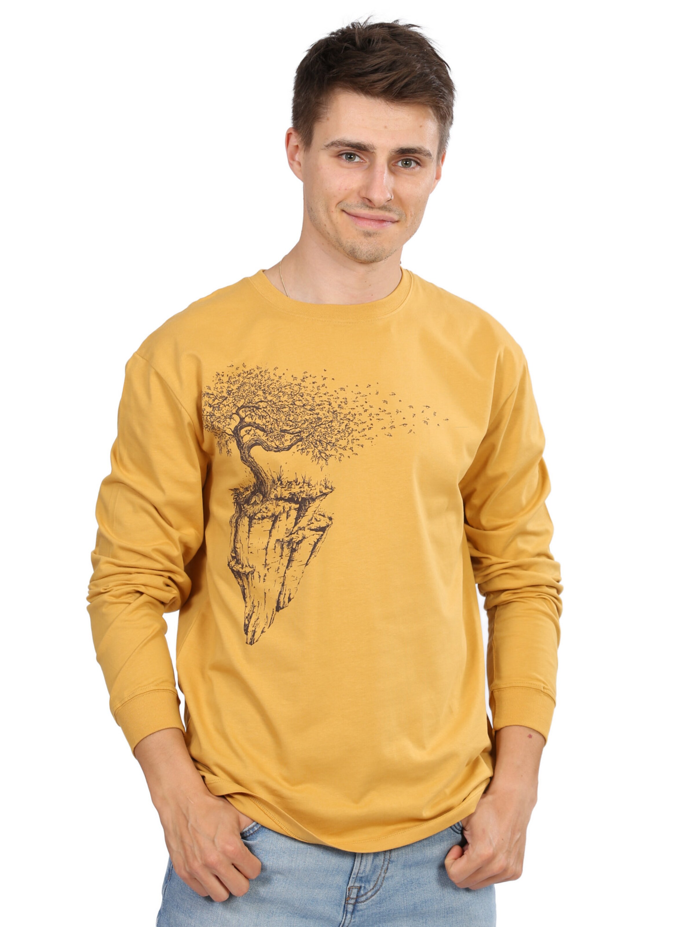 Life-Tree Shirt 'Maple Island'‌‌ in Gelb: Vorderseite