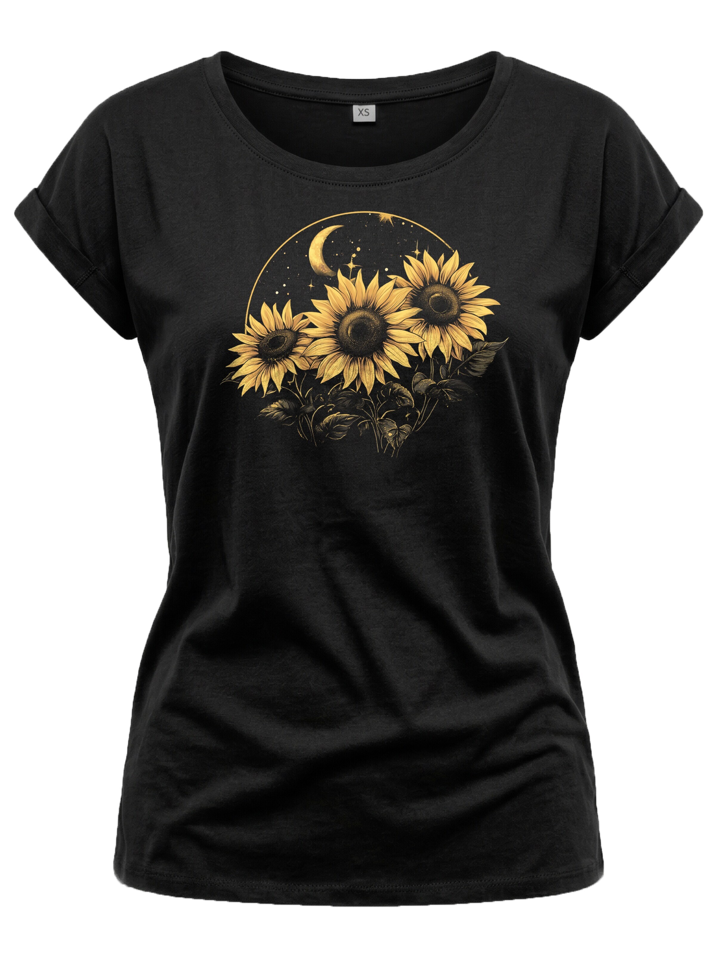 MAKAYA Shirt 'Moon Flower' in Black: front