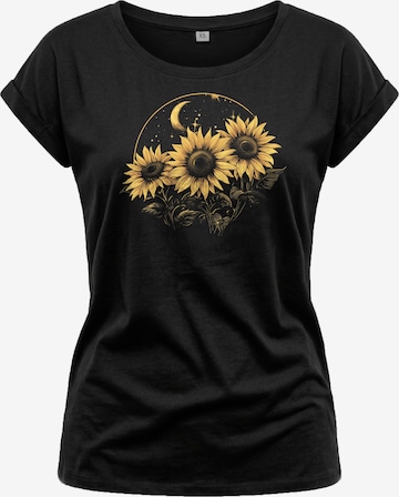 MAKAYA Shirt 'Moon Flower' in Black: front