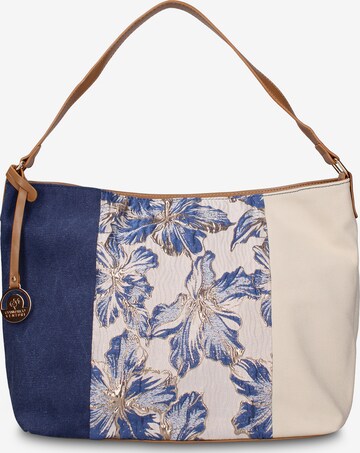 Borsa a mano 'Borsa a tracolla Gianmarco Venturi Alizé pelle vegana bicolore stampa floreale' di GianMarco Venturi in blu: frontale