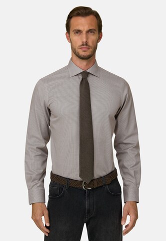 Boggi Milano Regular fit Overhemd in Bruin: voorkant
