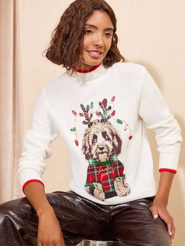 Friends Like These Kampsun 'Christmas Dog', värv valge
