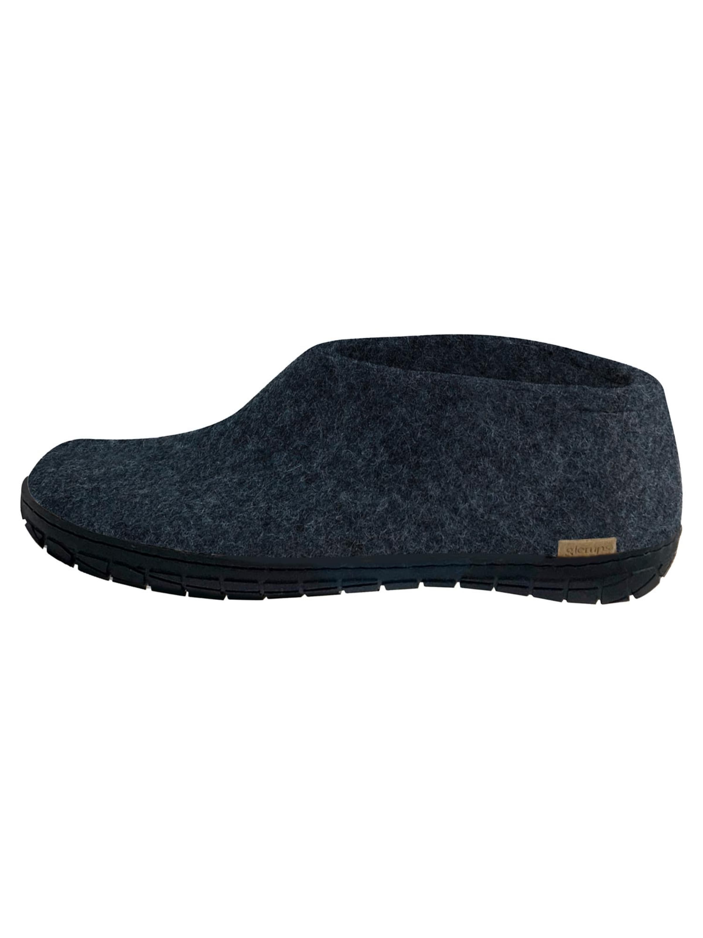 Glerups Slippers 'Black Rubber' in Blue: front