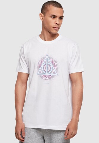 ABSOLUTE CULT Shirt 'Harry Potter - Neon Deathly Hallow' in Wit: voorkant