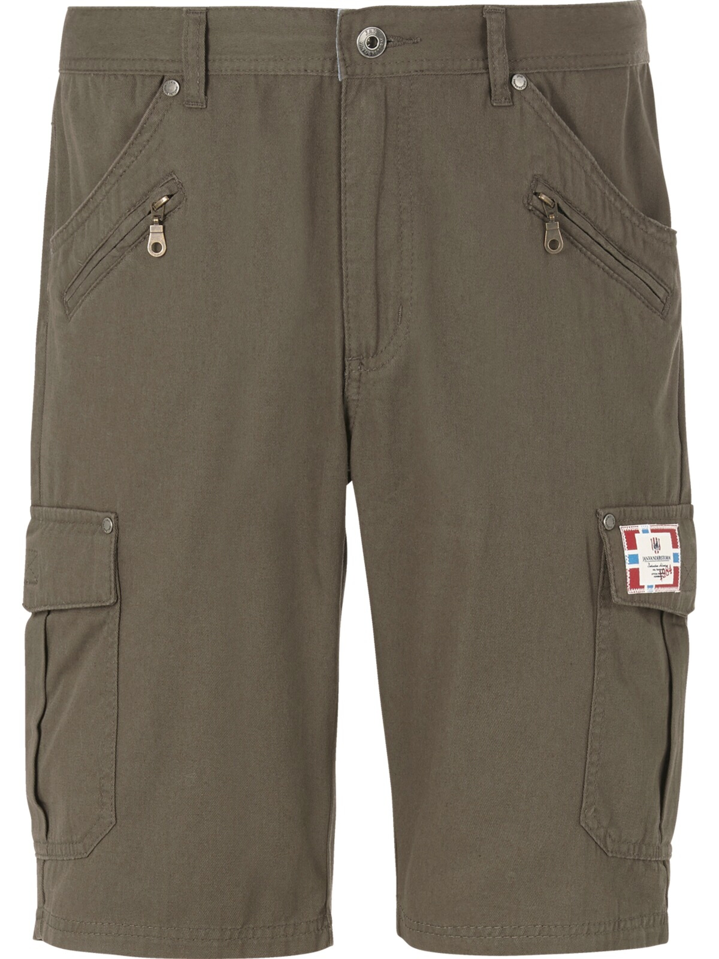 Jan Vanderstorm Loosefit Tiefbundbermuda ' Heimeram ' in Grün: Vorderseite