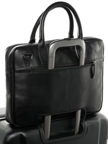 SID & VAIN Laptoptasche 'Aktentasche Slim BOSTON echt Leder 17"'‌‌‌‌ in Schwarz