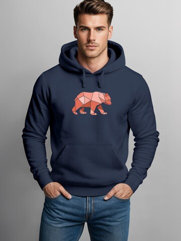 Neverless Sweatshirt 'Bär Polygon' in Blue